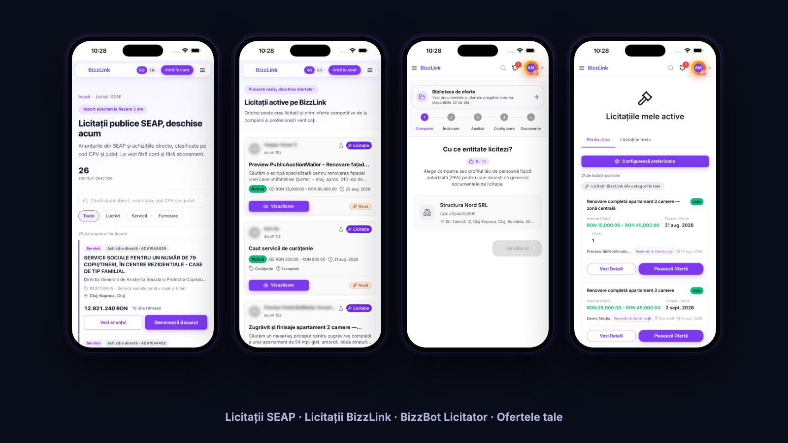Licitații SEAP, licitații BizzLink, BizzBot Licitator și ofertele tale, direct în aplicație