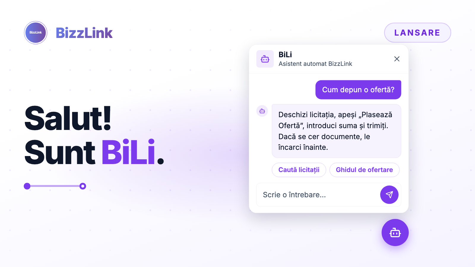 BiLi, asistentul BizzLink: răspunsuri pe loc, din aplicație